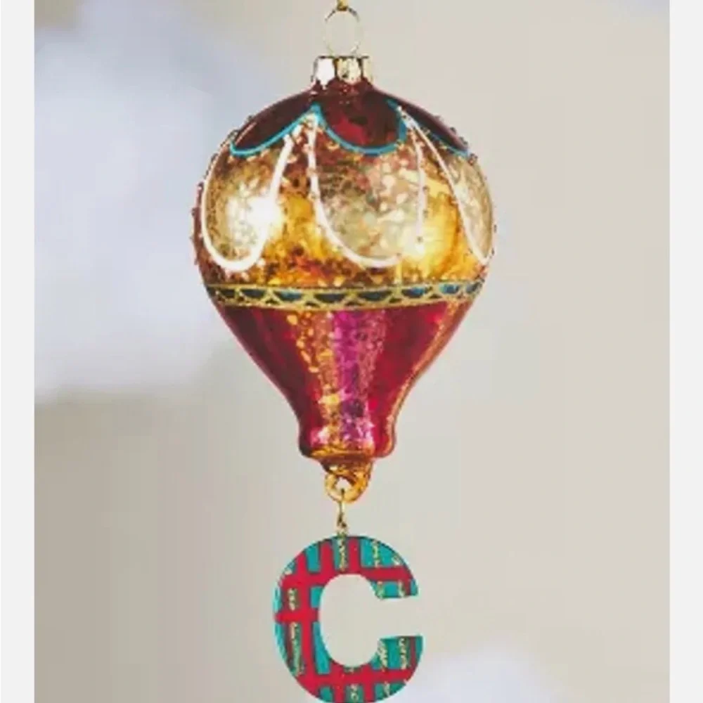 Anthropologie monogram Hot Air Balloon Ornaments